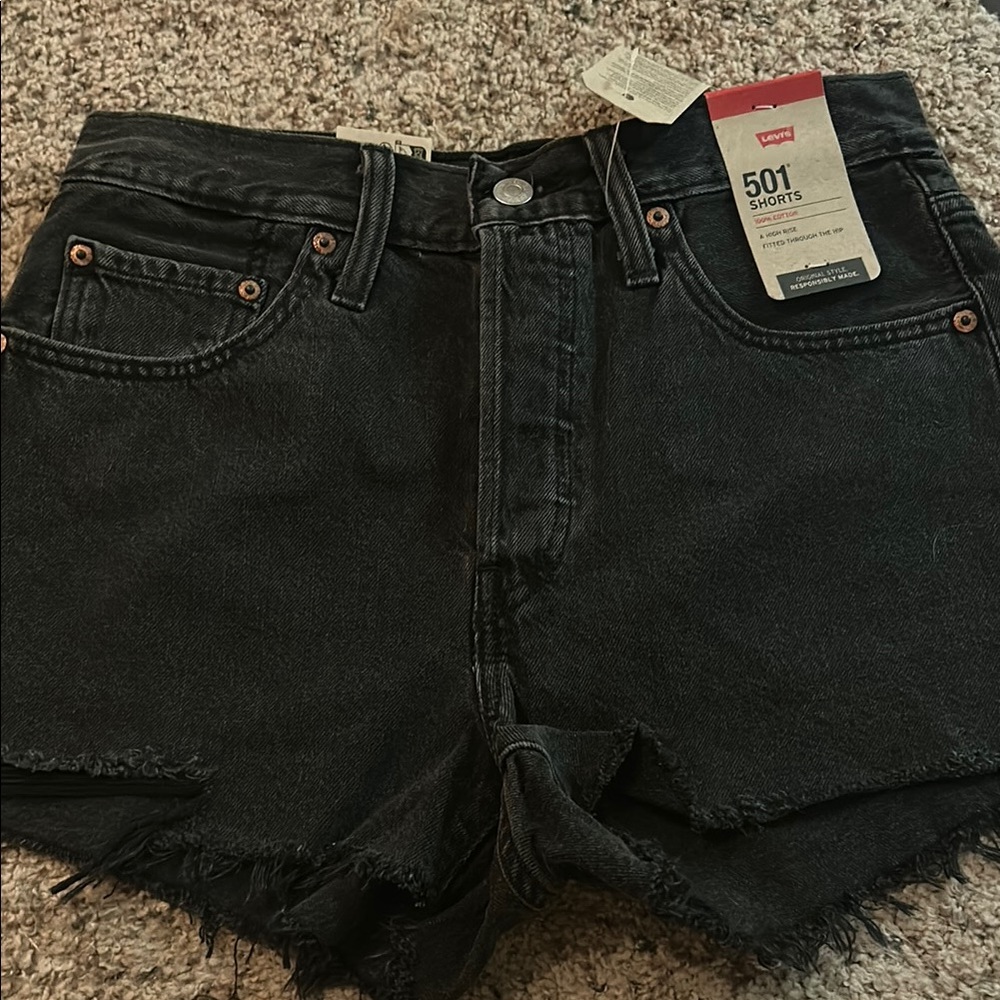 Levi's Black Denim 501 Shorts